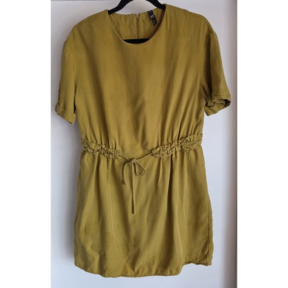 Zara Dresses & Skirts - Zara Mini Dress Women S Mustard Yellow Solid Round Neck Short Sleeve Shift